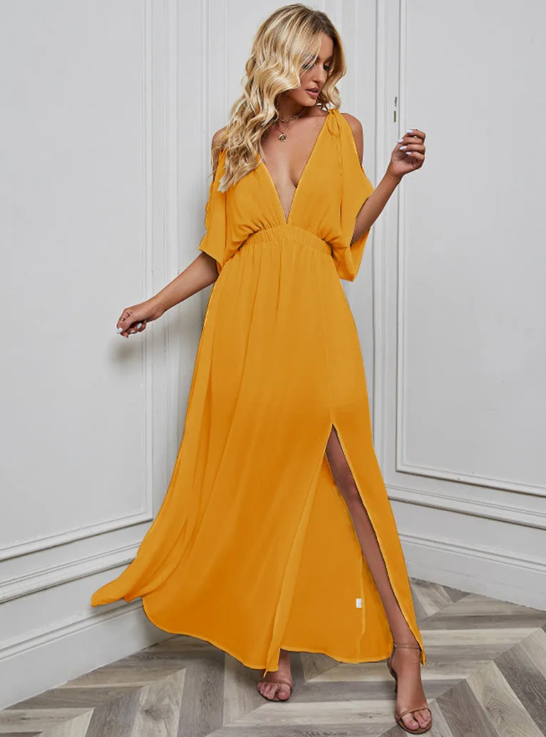 Sexy Chiffon Split Front Summer Long Dresses