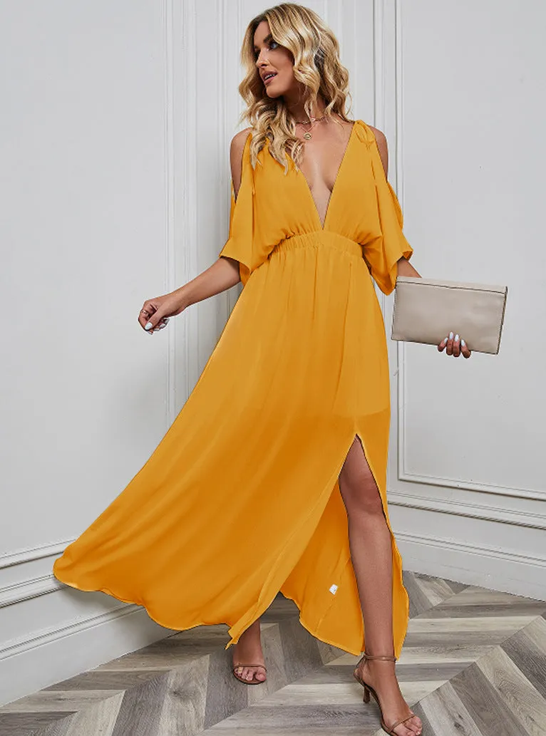 Sexy Chiffon Split Front Summer Long Dresses