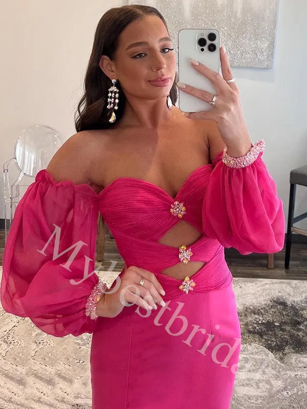 Sexy Sweetheart Off shoulder Sheath Prom Dresses,PDS0985