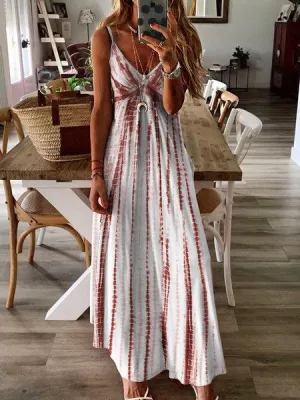Sexy Tie Dyed Plus Size Long Dresses