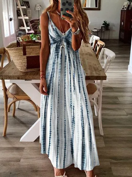 Sexy Tie Dyed Plus Size Long Dresses