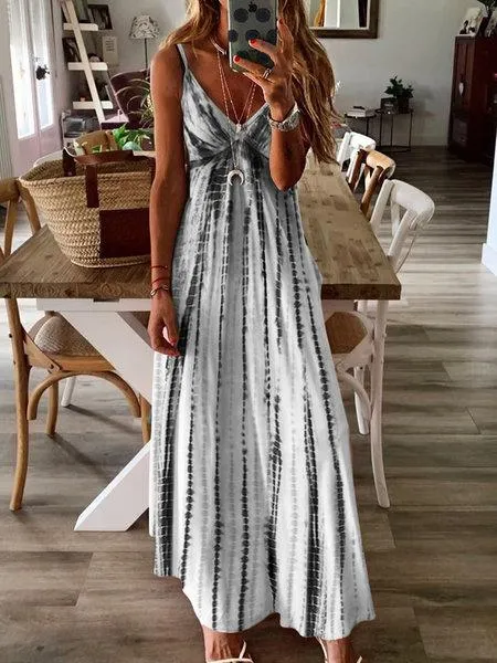 Sexy Tie Dyed Plus Size Long Dresses