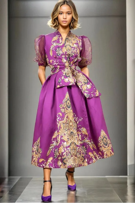 Sheer Puff Sleeve Dress