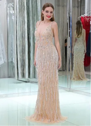 Shining Column Prom Dress With Beadings