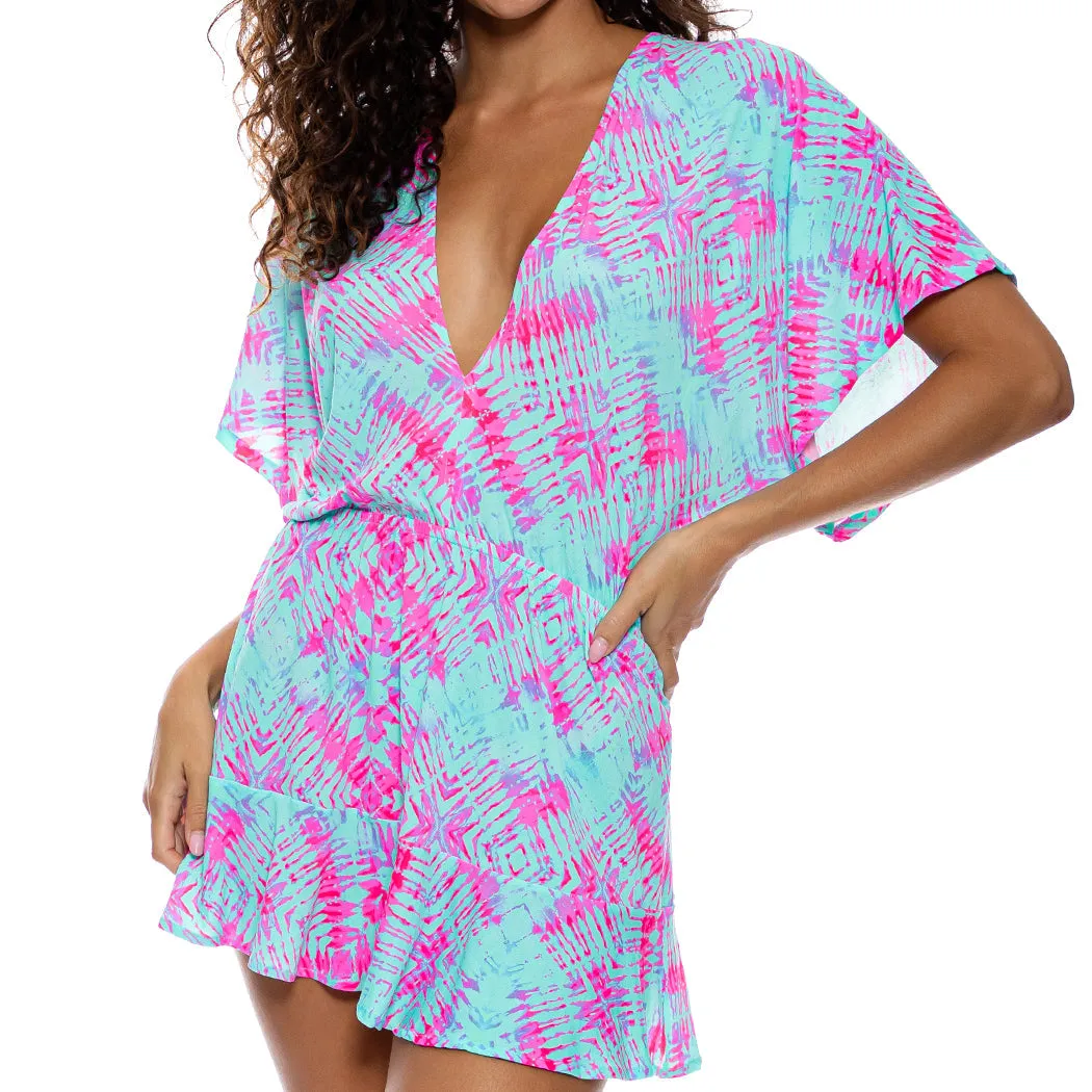 SHOCK WAVES - Playera V Neck Ruffle Dress