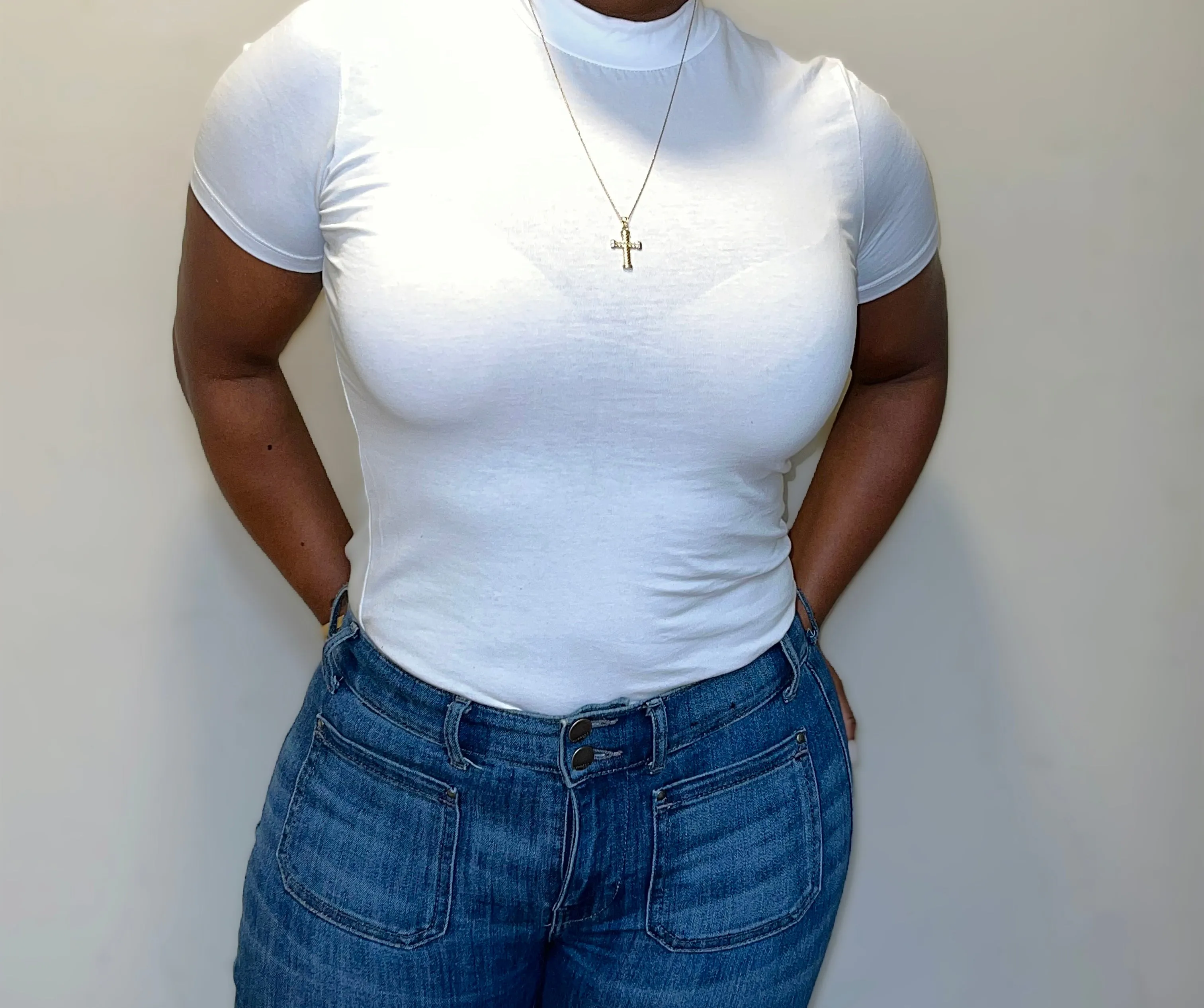 Short sleeve mock neck