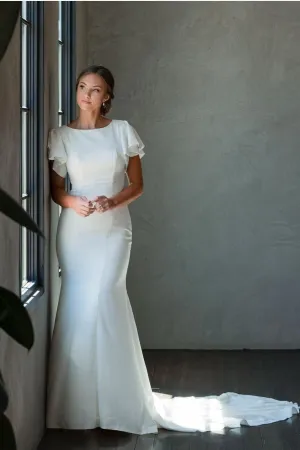 Short Sleeves Modest Wedding Gown for Women