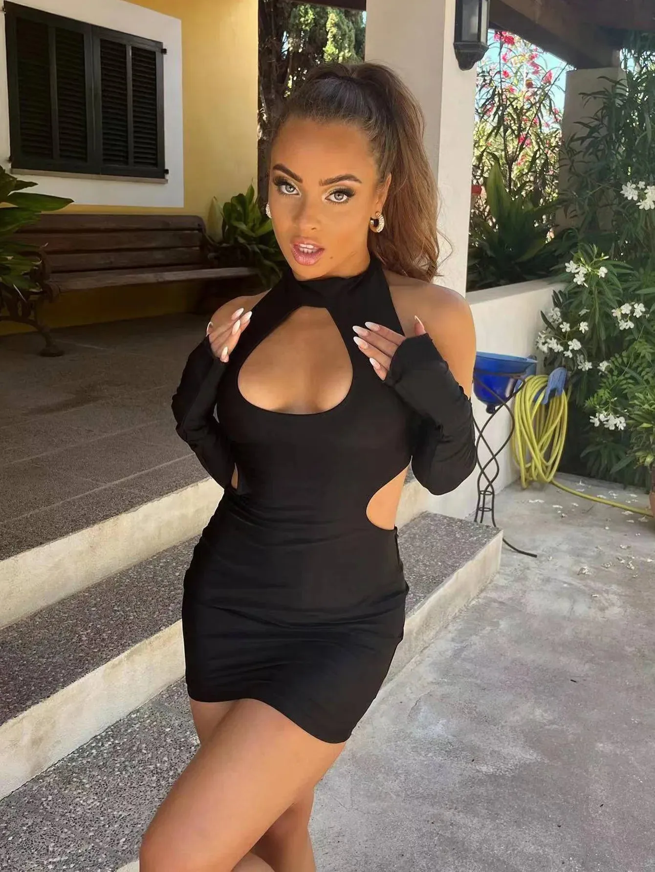 Sleeveless Cut Out Backless Bodycon Mini Dress