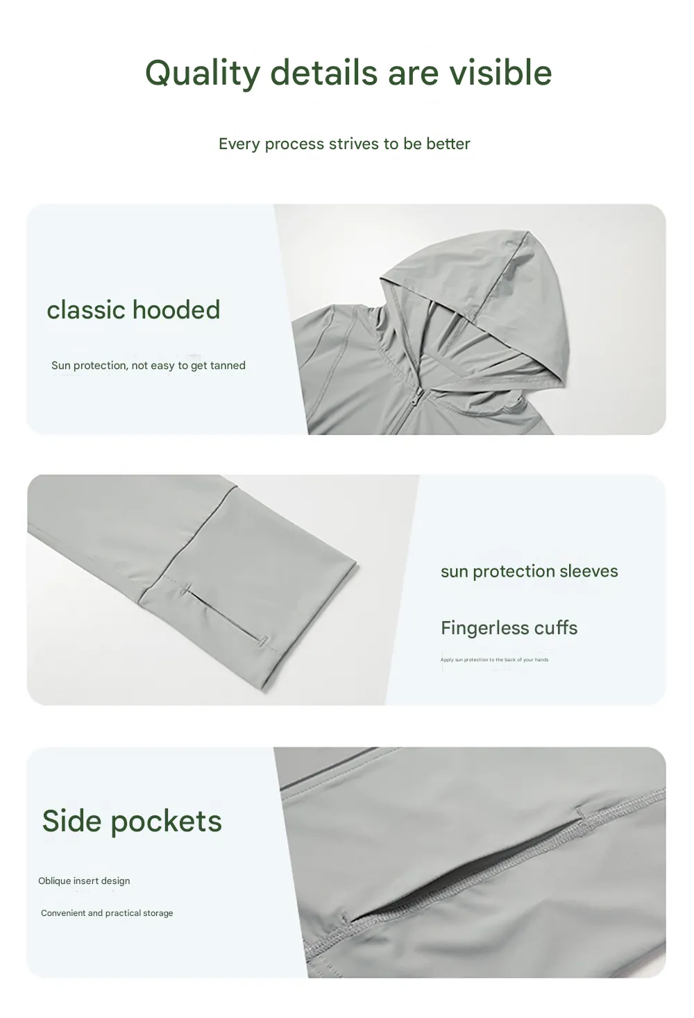 Slim Fit Hooded Sun Protection Jacket