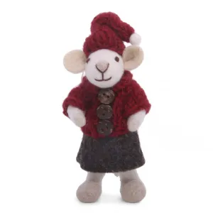 Small White Girly Mouse With Hat, Jacket & Skirt