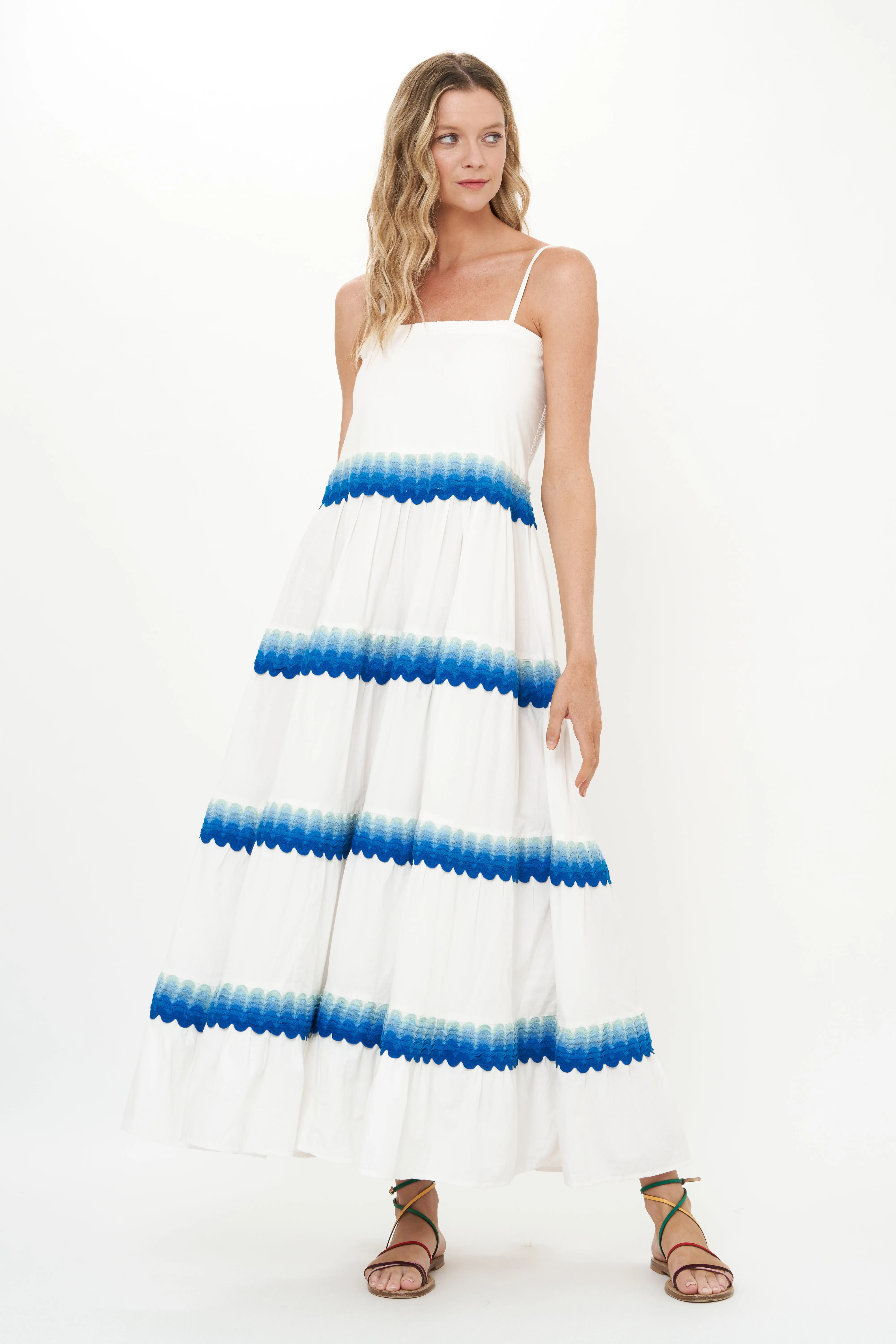 Smocked Back Maxi- Pacifica Blue