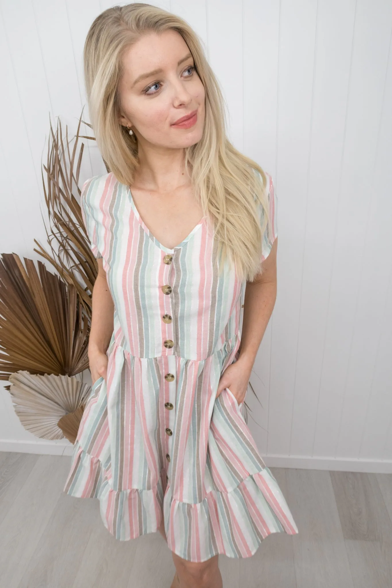 Soho Dress- white/mint/blush