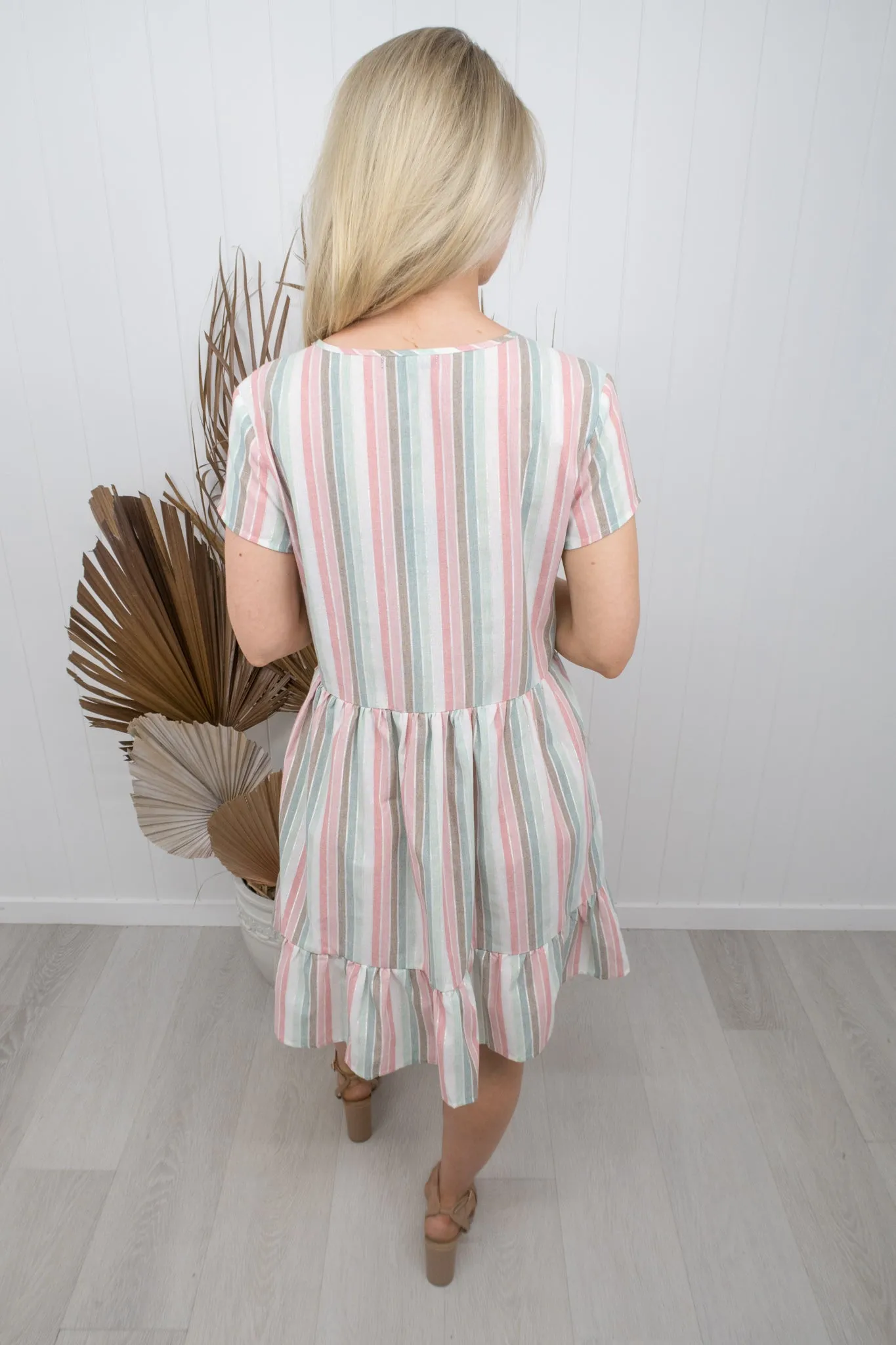 Soho Dress- white/mint/blush