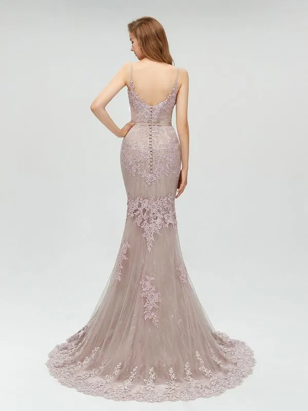 Spaghetti Straps Lace Mermaid Cheap Evening Prom Dresses, Evening Party Prom Dresses, 12174