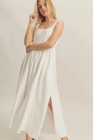 SQUARE NECK FLARE MIDI DRESS