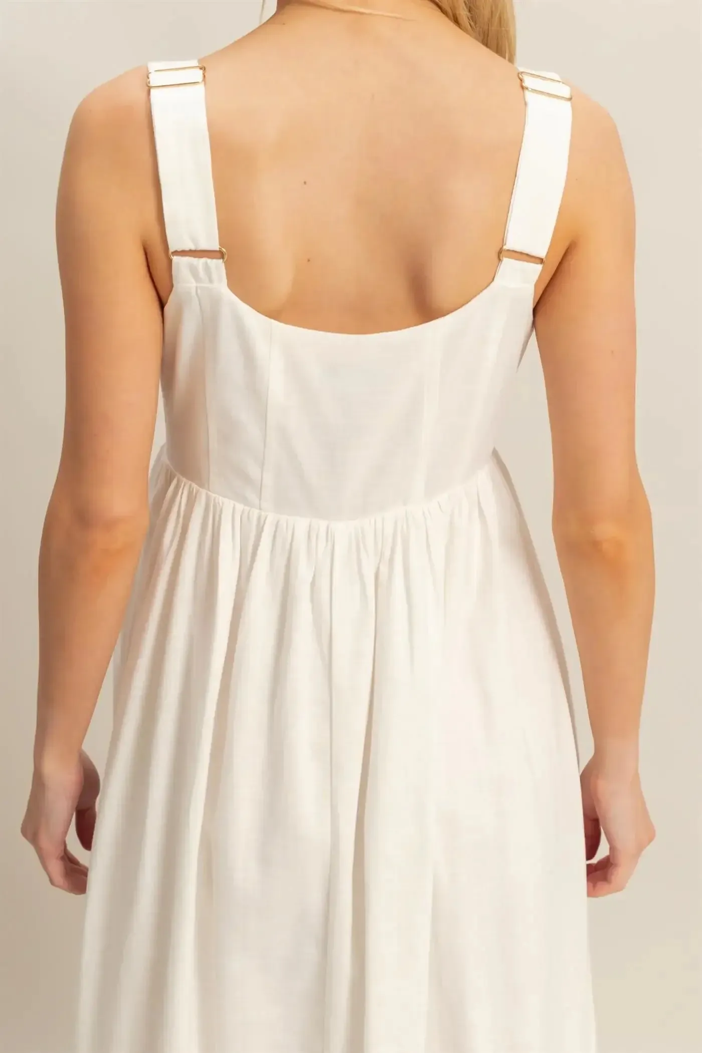 SQUARE NECK FLARE MIDI DRESS