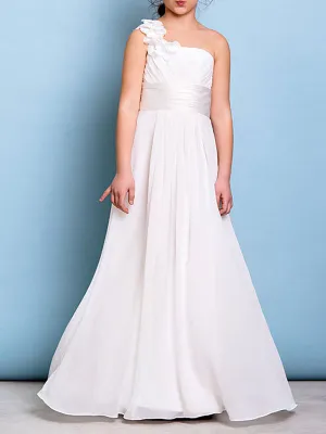 Strapless Chiffon Sleeveless Floor Length A-line Flowers Kids Party Dresses