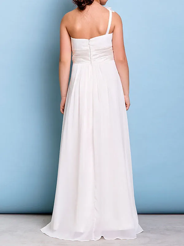 Strapless Chiffon Sleeveless Floor Length A-line Flowers Kids Party Dresses