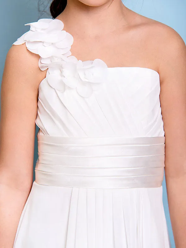 Strapless Chiffon Sleeveless Floor Length A-line Flowers Kids Party Dresses