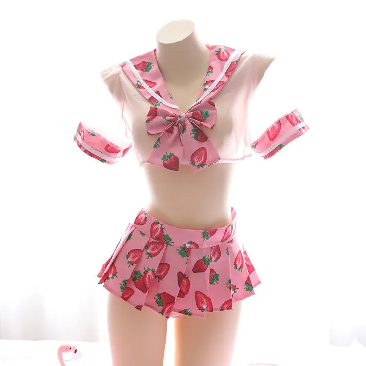 Strawberry Transparent Short School Uniform SD01621