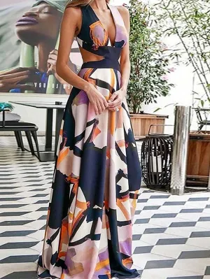 Stunncal Alyssa Printed  V Neck Dress