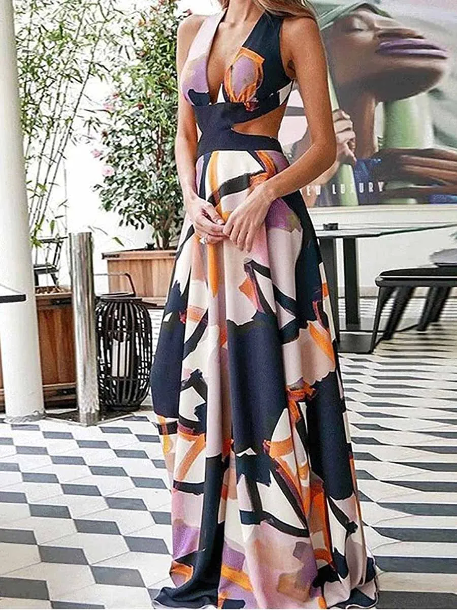 Stunncal Alyssa Printed  V Neck Dress