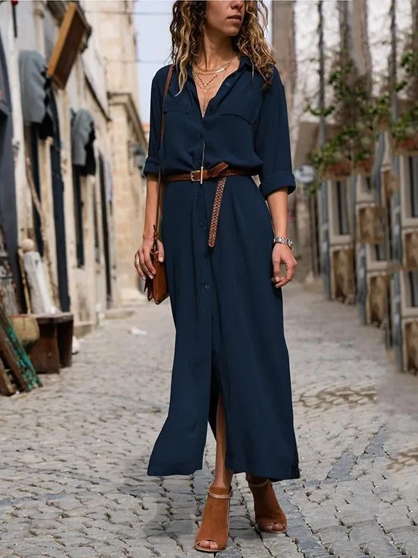 Stunncal Fashionable Loose Long Sleeved Maxi Dress