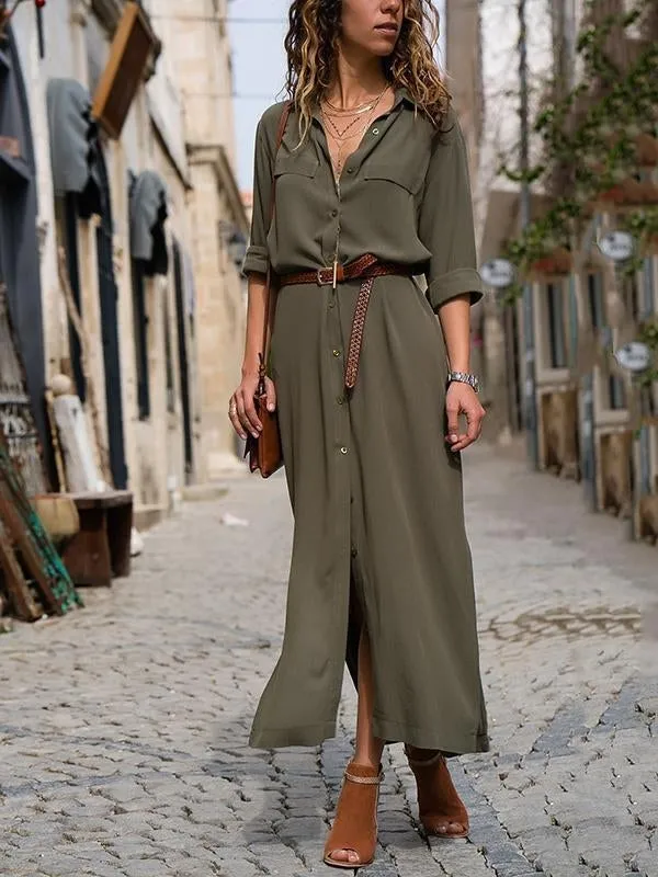 Stunncal Fashionable Loose Long Sleeved Maxi Dress