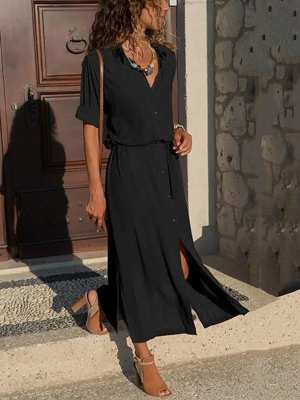 Stunncal Fashionable Loose Long Sleeved Maxi Dress