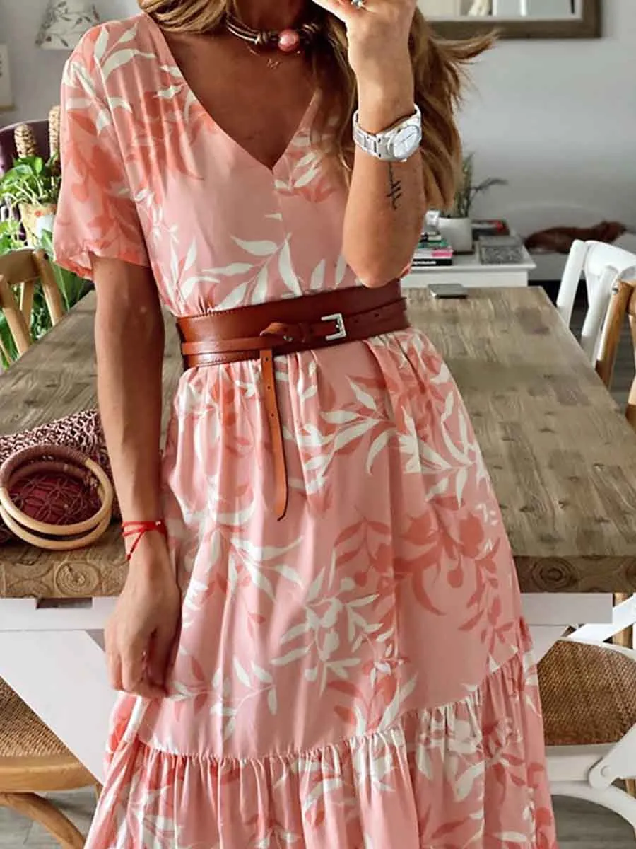 Stunncal Print Leaf Dress