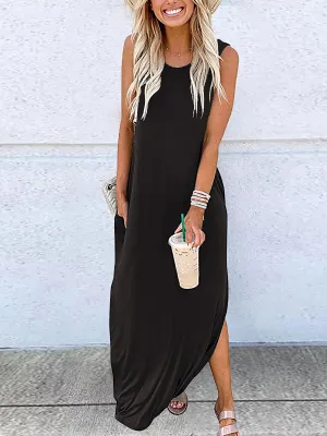 Stunncal Round Neck Sleeveless Gradient Color Dress
