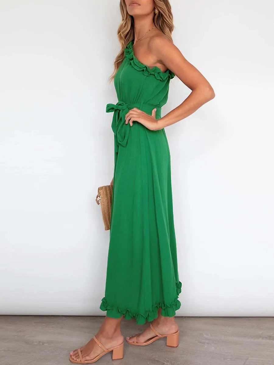 Stunncal Ruffle One-Shoulder Dress