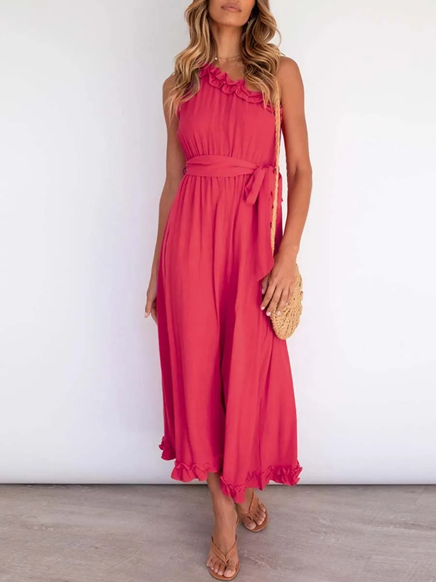 Stunncal Ruffle One-Shoulder Dress