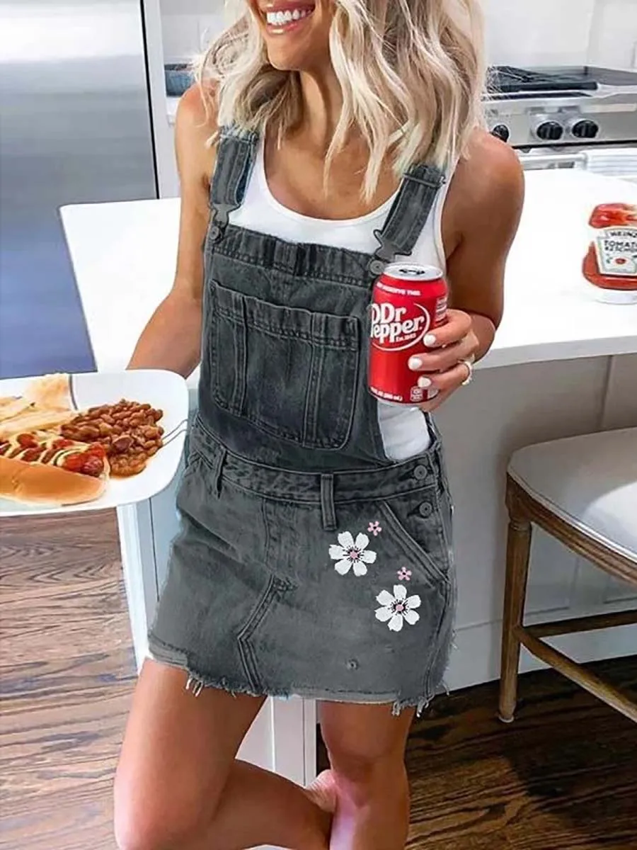 Stunncal Solid Color Denim Skirt