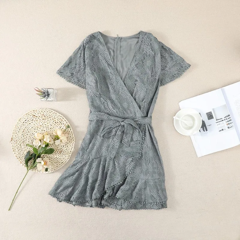 Stunncal V-Neck Belt Floral Dress