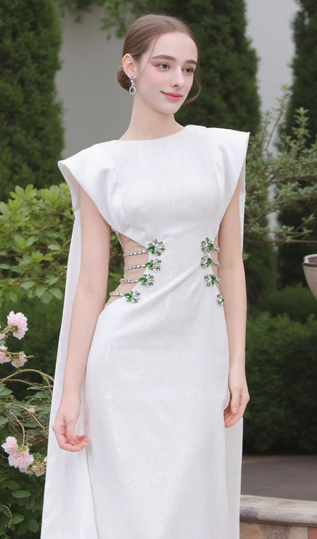 Stunner Sheath Symmetric Flap Sequin maxi Dress