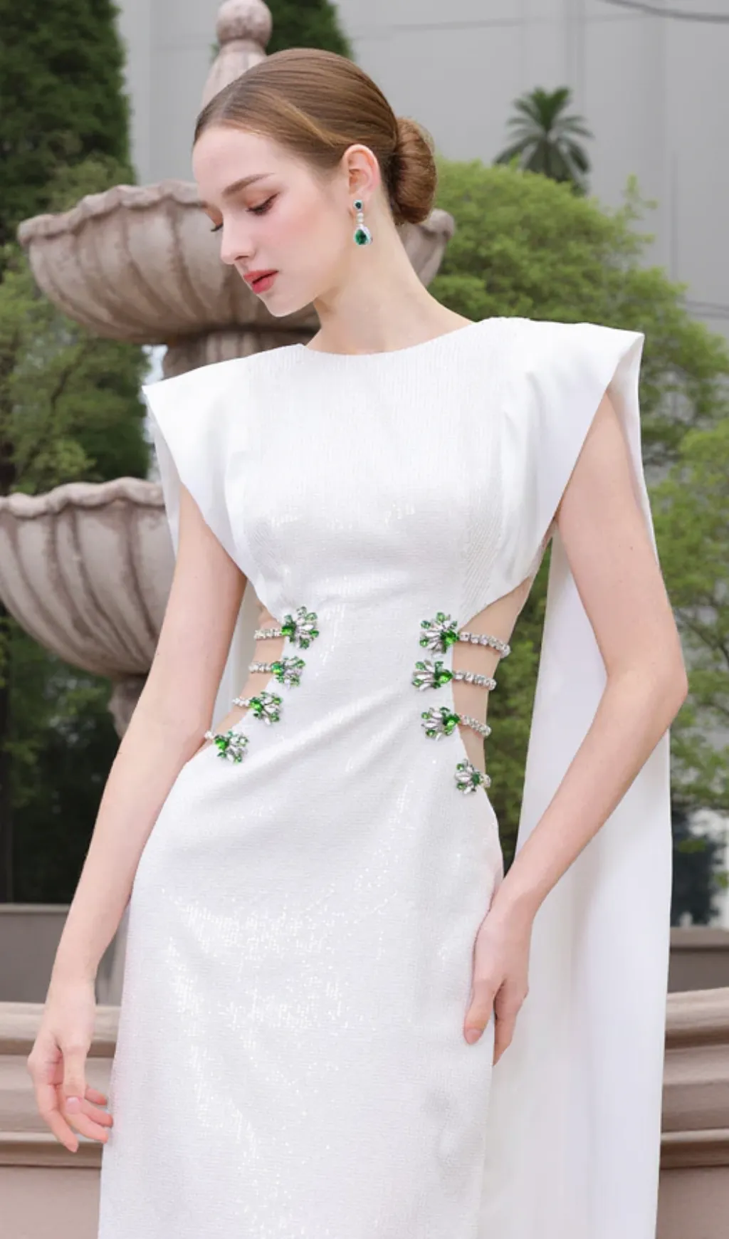 Stunner Sheath Symmetric Flap Sequin maxi Dress