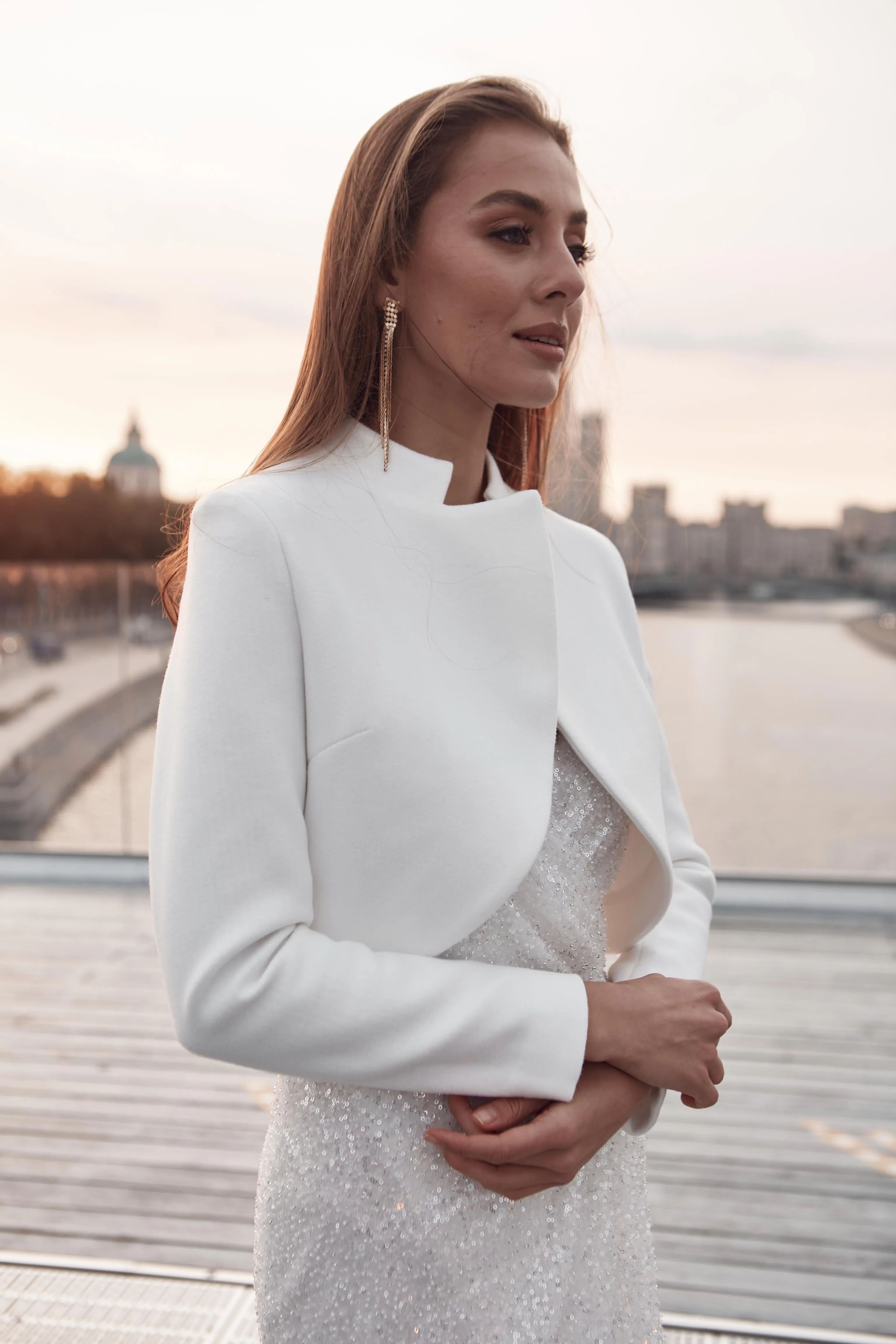 Stylish bridal coat with collar
