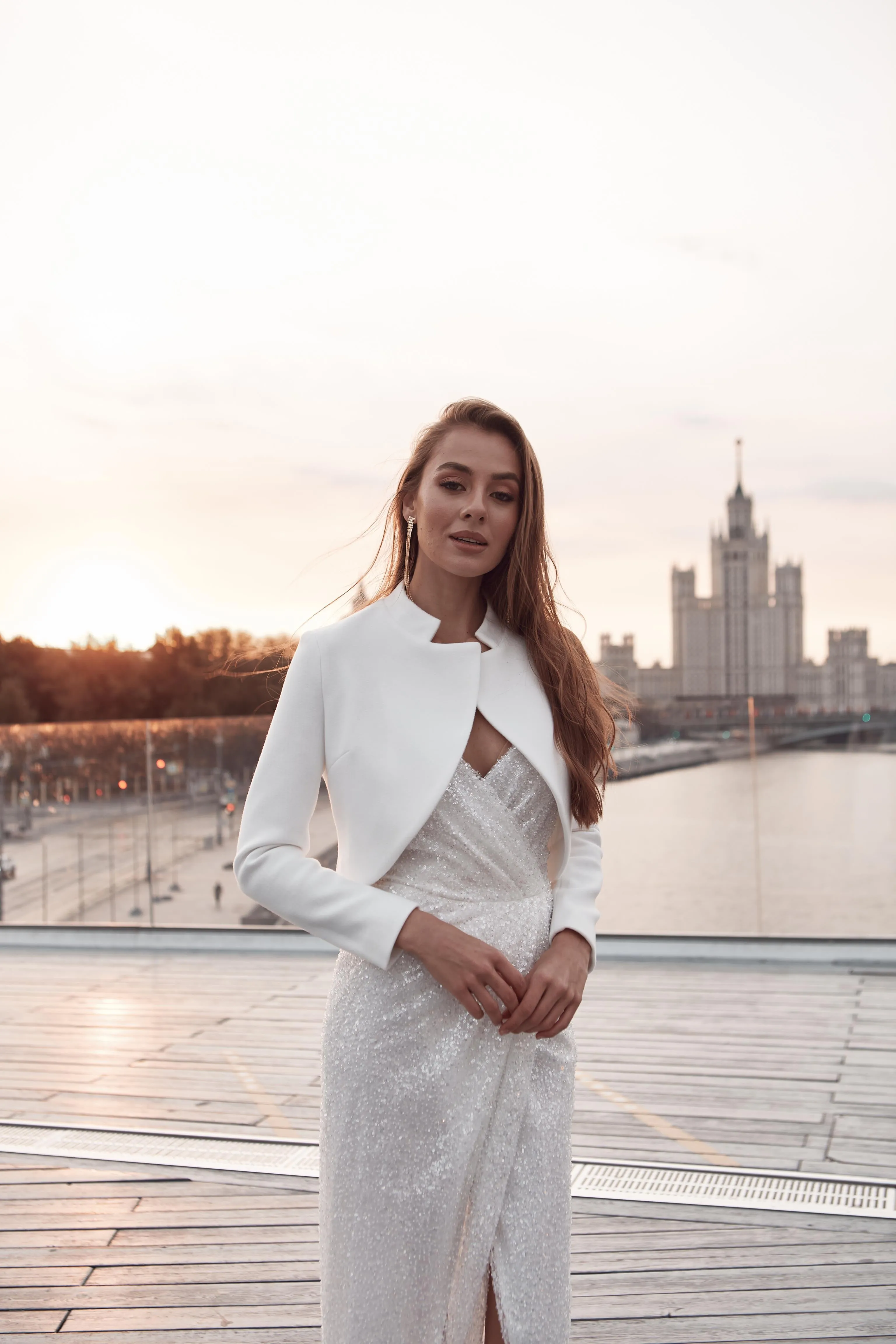 Stylish bridal coat with collar
