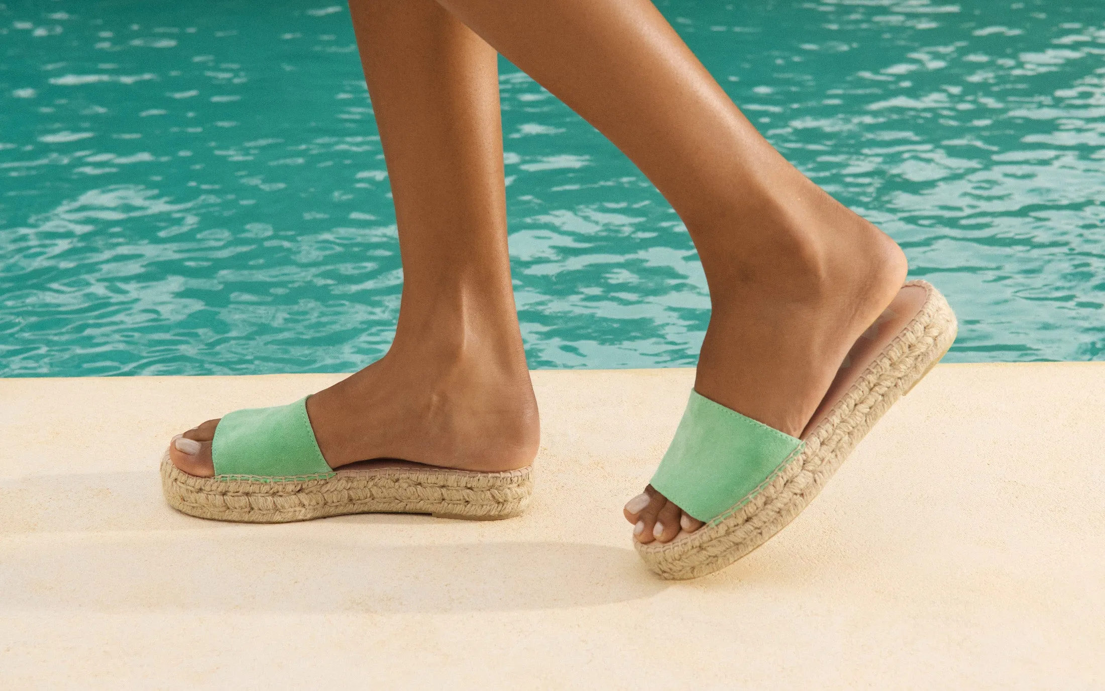 Suede Double Sole Slides - R77DS - Hamptons Pastel Mint