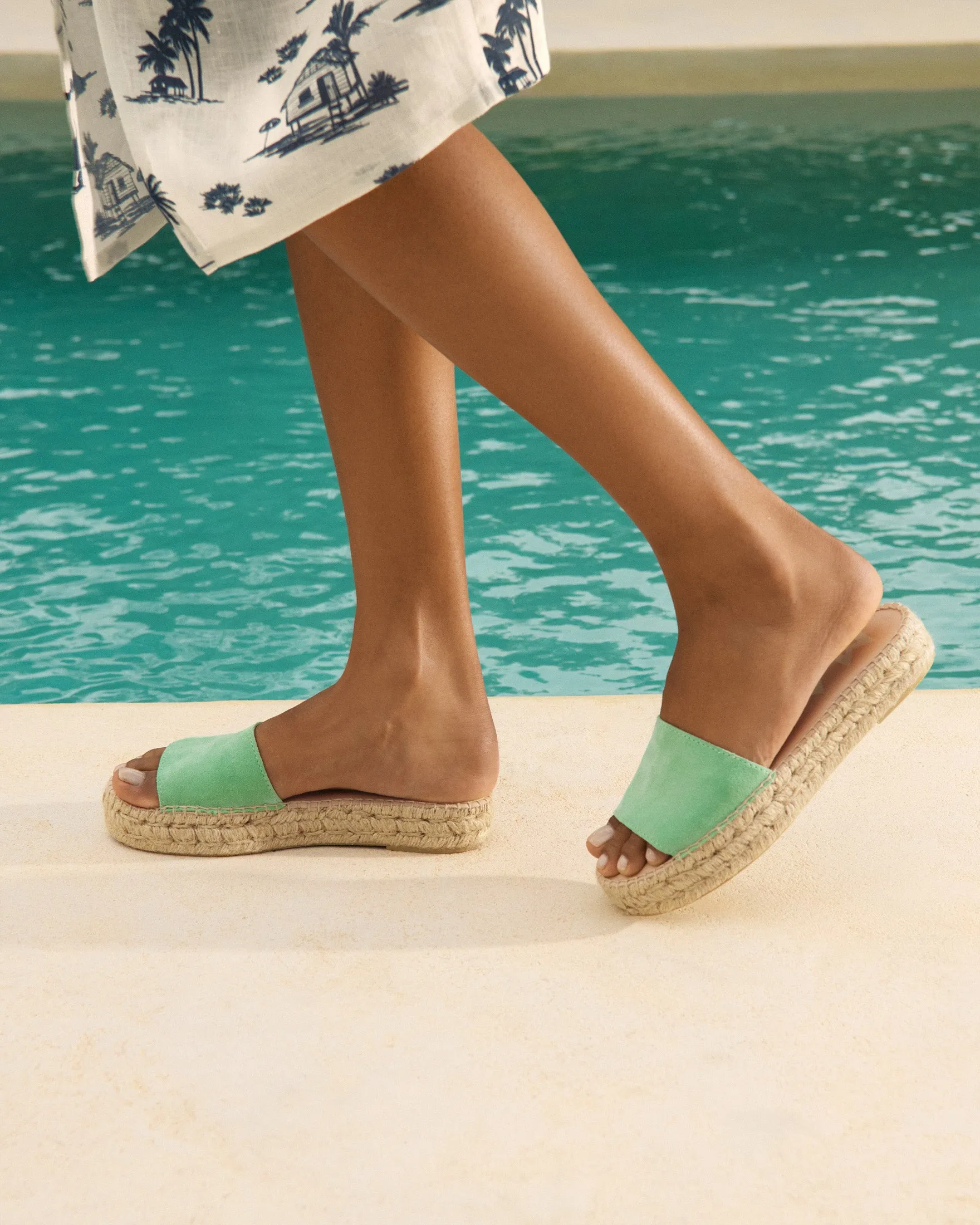 Suede Double Sole Slides - R77DS - Hamptons Pastel Mint
