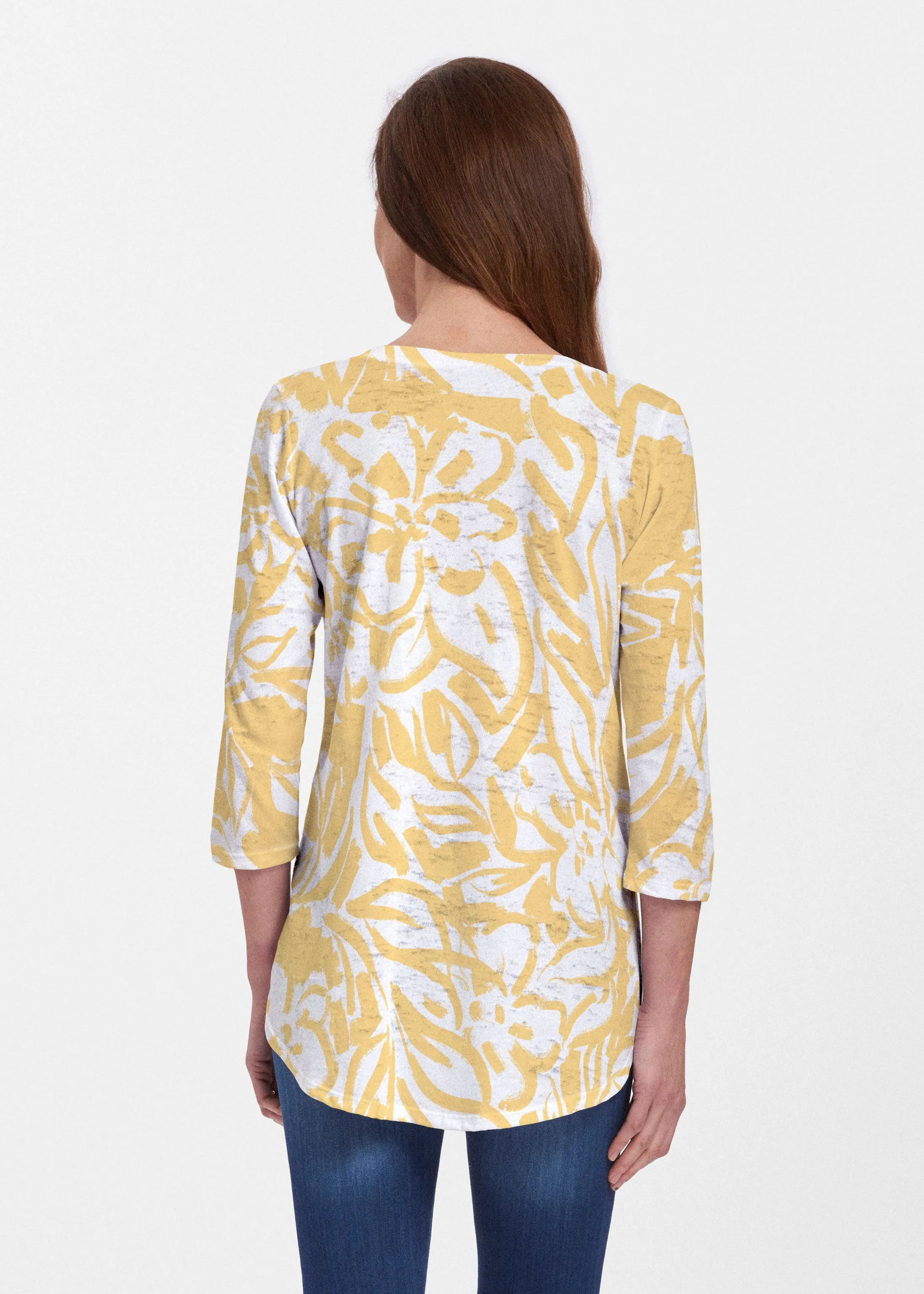 Summer Breeze Golden (8169) ~ V-neck Flowy Tunic