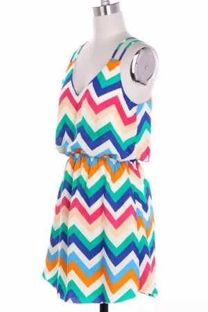 Summer Dress with Bright Color Zigzag Pattern