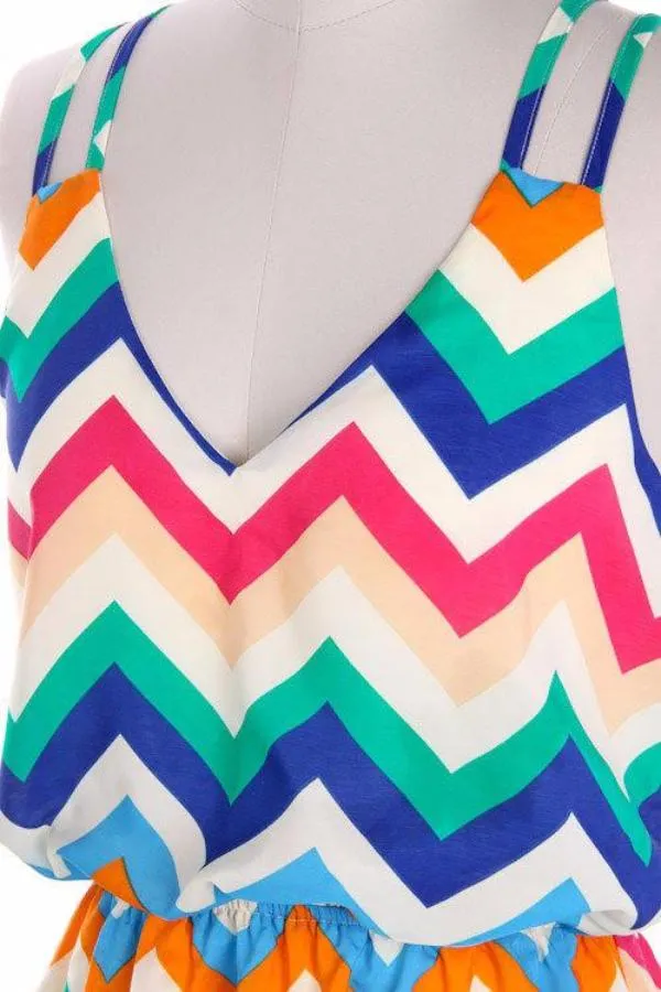 Summer Dress with Bright Color Zigzag Pattern