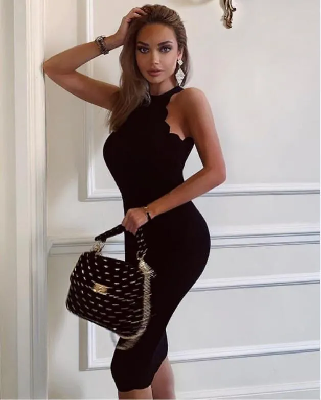 Summer Dress Women  Sexy Fashion Black Bandage Dress Elegant Designer Party Dress Vestido