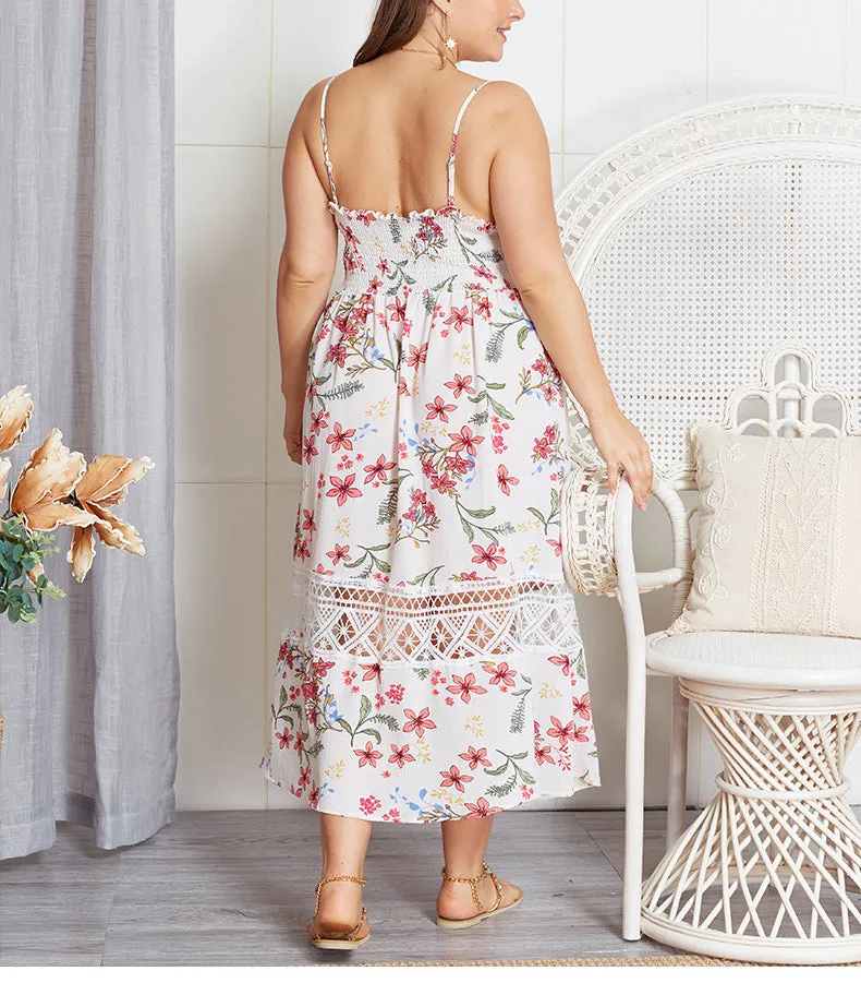 Summer Large Size Sling Print Dress