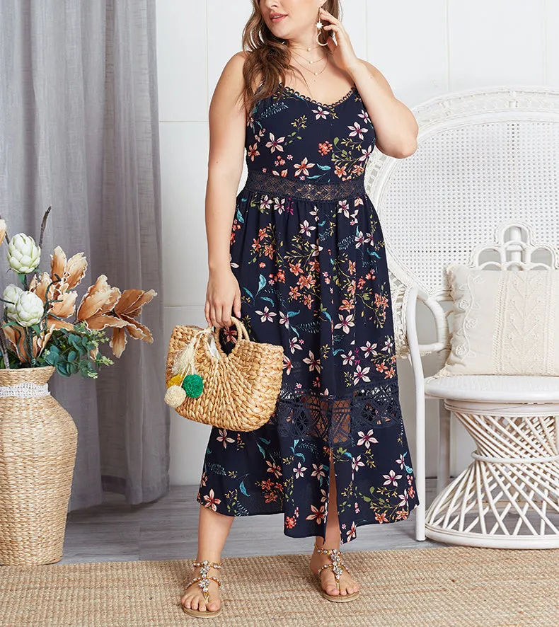 Summer Large Size Sling Print Dress