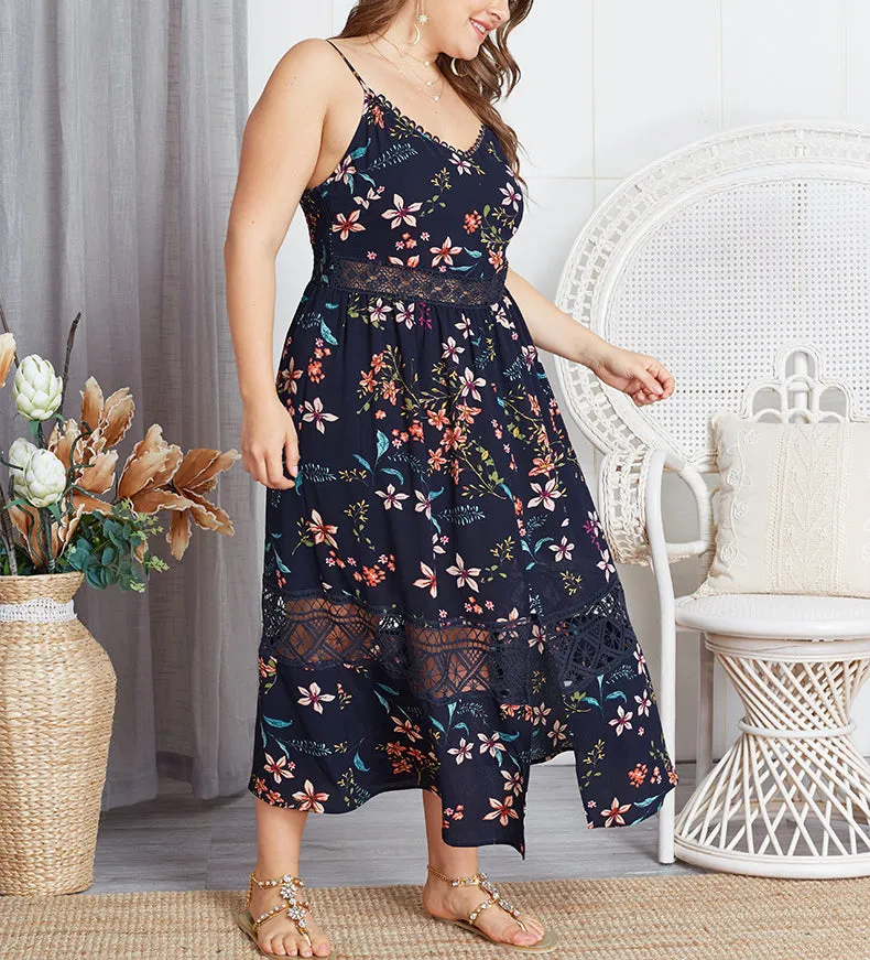 Summer Large Size Sling Print Dress