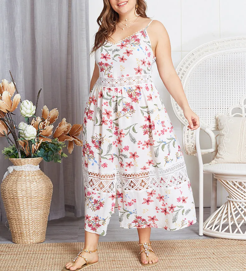 Summer Large Size Sling Print Dress