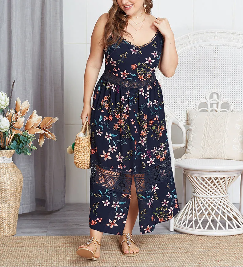 Summer Large Size Sling Print Dress